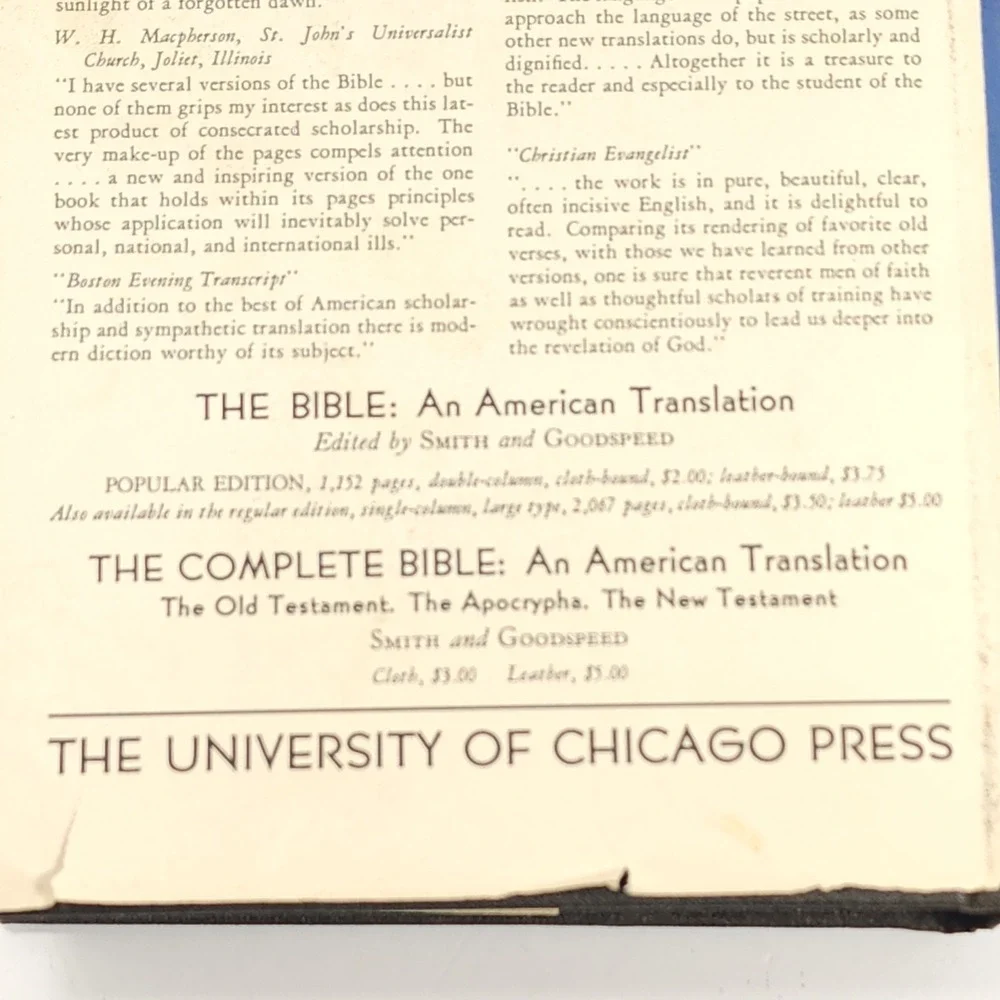 The Complete Bible 1939 An American Translation‎ 1944 Apocrypha, Smith/Goodspeed